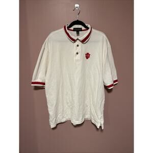 Vintage IU Indiana University White Red Logo Embroidered Polo Shirt XXL 2XL